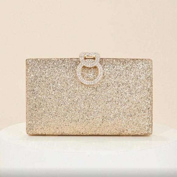 Luxurious gold rhinestone party evening wedding prom clutch box bag